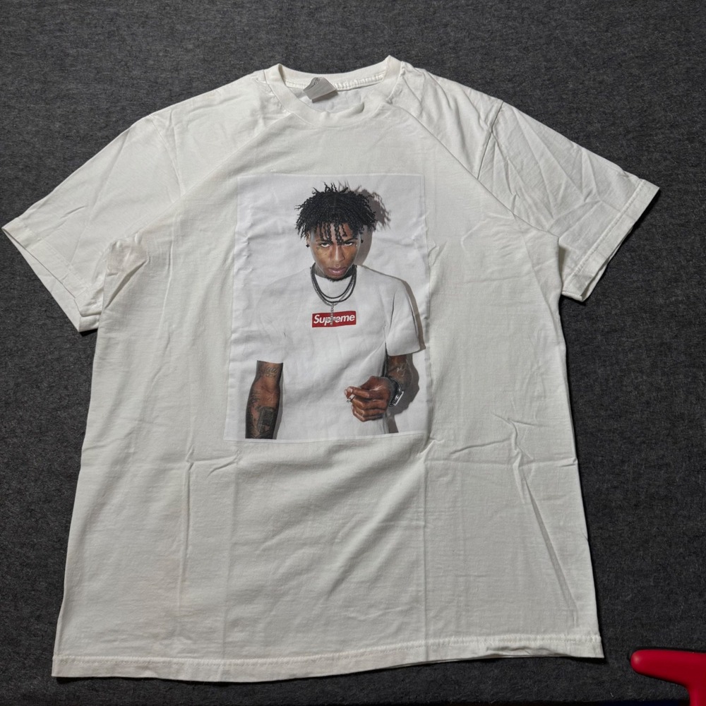 Supreme NBA YoungBoy Photo Tee White Mens Size L Short Sleeve Cotton T-Shirt